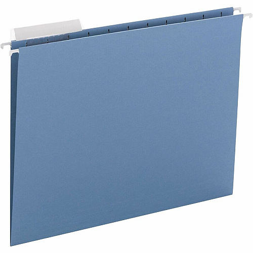 Smead 1/3 Tab Cut Letter Recycled Hanging Folder 8 1/2" x 11" - Top Tab Location - Assorted Tab Position - 11 pt. - Poly - Blue - 10% Paper Recycled - 25 / Box (64021)