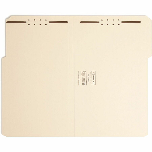 Smead 1/3 Tab Cut Legal Recycled Fastener Folder 8 1/2" x 14" - 2 x 2K Fastener(s) - Top Tab Location - Assorted Tab Position - 18 pt. - 1 Plys - Manila - 10% Paper Recycled - 50 / Box (19600)