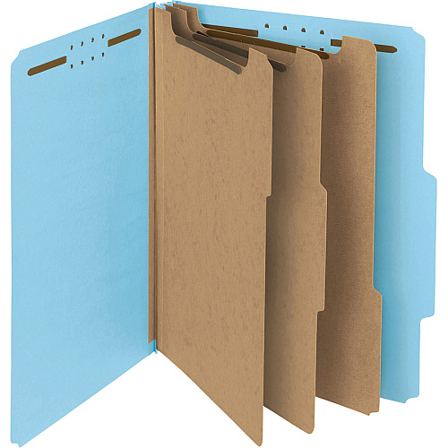 Smead 2/5 Tab Cut Letter Recycled Classification Folder 8 1/2" x 11" - 3" Expansion - 2 x 2K Fastener(s) - Top Tab Location - Right of Center Tab Position - 3 Divider(s) - 25 pt. - Blue - Eco-friendly, Durable - 100% Recycled - 10 / Box (14090)