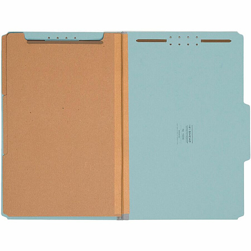 Smead 2/5 Tab Cut Legal Recycled Classification Folder 8 1/2" x 14" - 3" Expansion - 2 x 2K Fastener(s) - Top Tab Location - Right of Center Tab Position - 3 Divider(s) - 25 pt. - Pressboard - Blue - 100% Recycled - 10 / Box (19090)