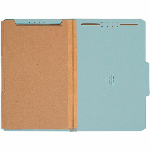 Smead 2/5 Tab Cut Legal Recycled Classification Folder 8 1/2" x 14" - 3" Expansion - 2 x 2K Fastener(s) - Top Tab Location - Right of Center Tab Position - 3 Divider(s) - 25 pt. - Pressboard - Blue - 100% Recycled - 10 / Box (19090)