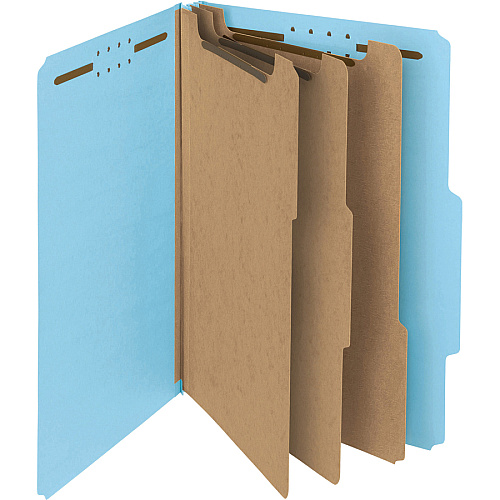 Smead 2/5 Tab Cut Legal Recycled Classification Folder 8 1/2" x 14" - 3" Expansion - 2 x 2K Fastener(s) - Top Tab Location - Right of Center Tab Position - 3 Divider(s) - 25 pt. - Pressboard - Blue - 100% Recycled - 10 / Box (19090)