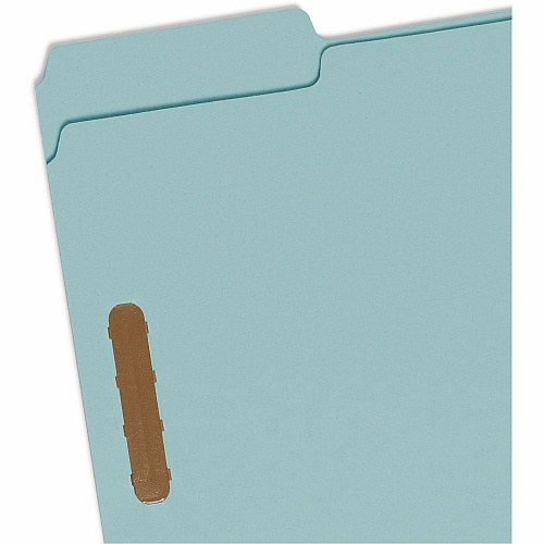 Smead 1/3 Tab Cut Letter Recycled Fastener Folder 8 1/2" x 11" - 125 Sheets Capacity - 1" Expansion - 2 x 2K Fastener(s) - Assorted Tab Position - 1 Plys - Pressboard - Blue - 100% Recycled - 25 / Box (15000)