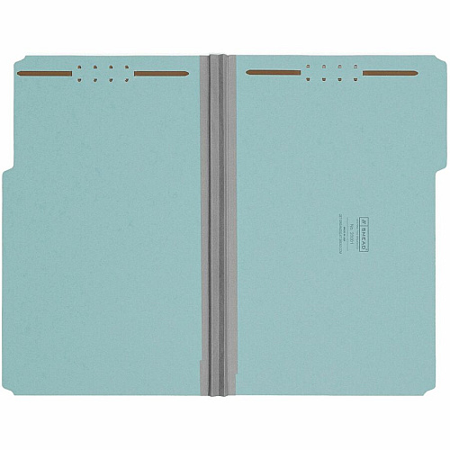 Smead 1/3 Tab Cut Legal Recycled Fastener Folder 9 1/2" x 14 5/8" - 2" Expansion - 2 x 2K Fastener(s) - Folder - Assorted Tab Position - 1 Plys - Pressboard - Blue - 100% Recycled - 25 / Box (20001)