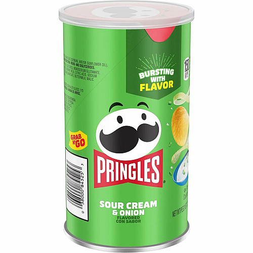 Pringles&reg Sour Cream & Onion Sour Cream, Onion - 1 Serving Can - 2.50 oz Can - 12 / Carton (84560)