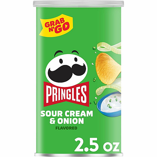 Pringles&reg Sour Cream & Onion Sour Cream, Onion - 1 Serving Can - 2.50 oz Can - 12 / Carton (84560)