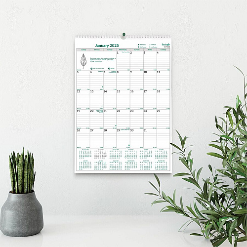 Brownline EcoLogix Monthly Wall Calendar, Twin-Wire Binding, 100% Recycled (C171103)
