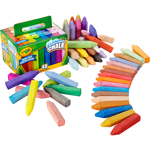 Crayola Washable Sidewalk Chalk 4" Length x 0.9" Diameter - Assorted - Roll Stop, Washable - 48 / Box (512048)