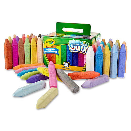 Crayola Washable Sidewalk Chalk 4" Length x 0.9" Diameter - Assorted - Roll Stop, Washable - 48 / Box (512048)