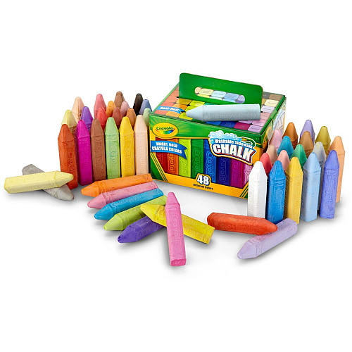 Crayola Washable Sidewalk Chalk 4" Length x 0.9" Diameter - Assorted - Roll Stop, Washable - 48 / Box (512048)