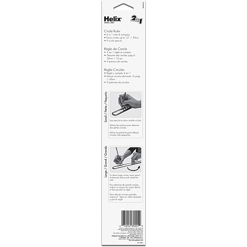 Helix Ruler 30cm / 12" Graduations - Imperial, Metric Measuring System - Plastic - Assorted - 5 / Box (36001)