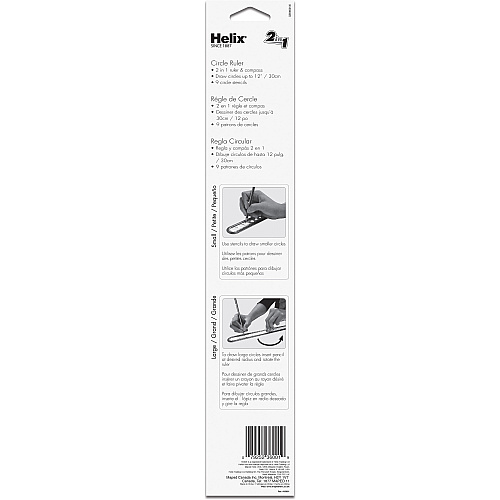 Helix Ruler 30cm / 12" Graduations - Imperial, Metric Measuring System - Plastic - Assorted - 5 / Box (36001)