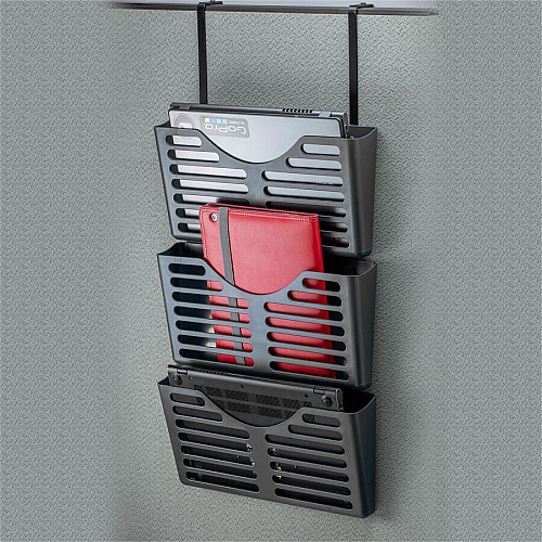 Lorell Hanging Triple Pocket File Set 3 Pocket(s) - 30% Recycled - Black - Plastic - 1 Each (LLR80666)