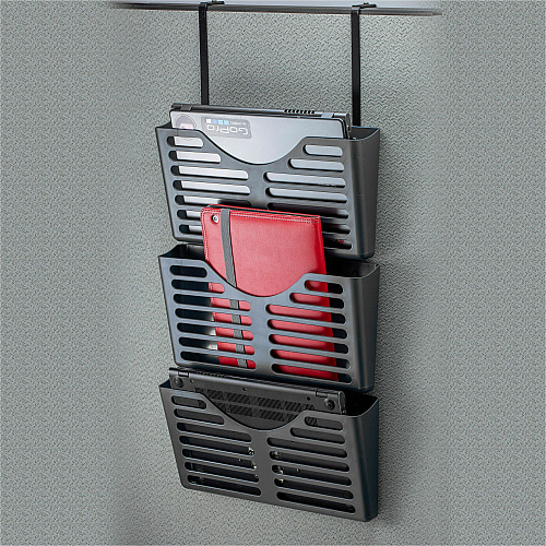 Lorell Hanging Triple Pocket File Set 3 Pocket(s) - 30% Recycled - Black - Plastic - 1 Each (LLR80666)