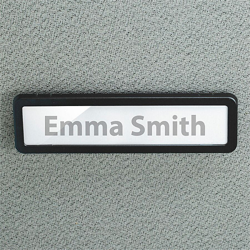 Lorell Recycled Cubicle Nameplate 0.9" Width x 2.7" Height - Wall - Plastic - Black - 1 Each (LLR80669)