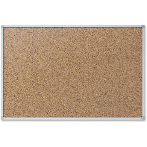 Mead Classic Cork Bulletin Board 36" Board Height x 48" Board Width - Natural Cork Surface - Self-healing - Silver Aluminum Frame - 1 Each (85362)