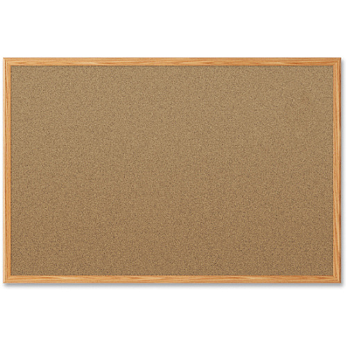 Mead Classic Cork Bulletin Board 36" Board Height x 24" Board Width - Natural Cork Surface - Self-healing - Oak Aluminum Frame - 1 Each (85366)