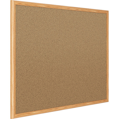 Mead Classic Cork Bulletin Board 36" Board Height x 24" Board Width - Natural Cork Surface - Self-healing - Oak Aluminum Frame - 1 Each (85366)