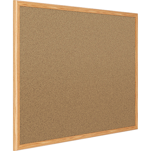 Mead Classic Cork Bulletin Board 36" Board Height x 24" Board Width - Natural Cork Surface - Self-healing - Oak Aluminum Frame - 1 Each (85366)
