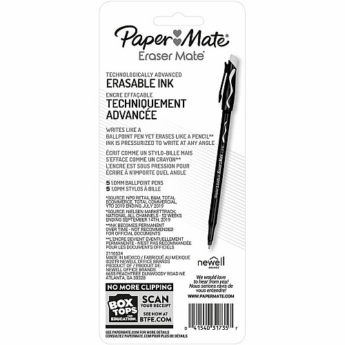Paper Mate Erasermate Medium Pen Point - Erasable - Red Ink - 5 (3173558PP)