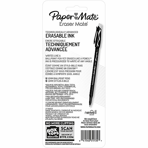 Paper Mate Erasermate Medium Pen Point - Erasable - Red Ink - 5 (3173558PP)