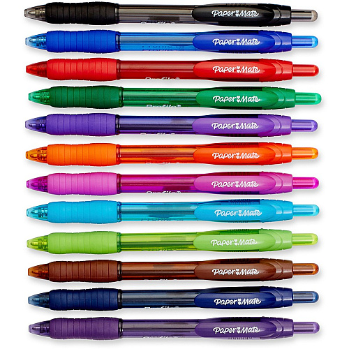 Paper Mate Profile Ballpoint Pen 1.4 mm Bold Pen Point - Refillable - Retractable - Black, Blue, Green, Brown, Lime, Magenta, Navy, Orange, Purple, Turquoise, Violet Ink - Turquoise Barrel - 12 / Pack (1788863)