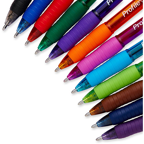 Paper Mate Profile Ballpoint Pen 1.4 mm Bold Pen Point - Refillable - Retractable - Black, Blue, Green, Brown, Lime, Magenta, Navy, Orange, Purple, Turquoise, Violet Ink - Turquoise Barrel - 12 / Pack (1788863)