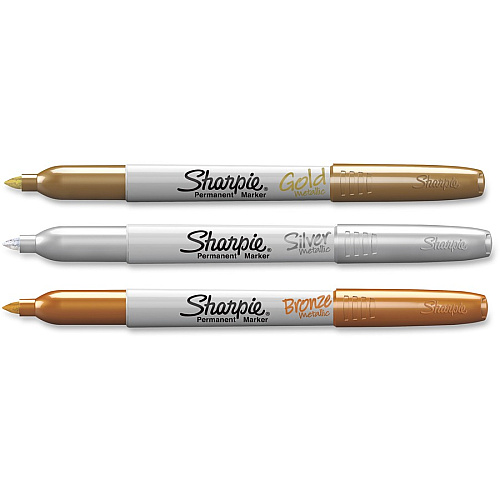 Sharpie Metallic Fine Point Permanent Marker Fine Marker Point - Gold, Silver, Bronze Ink - Alcohol Based - 3 / Set (1823815)