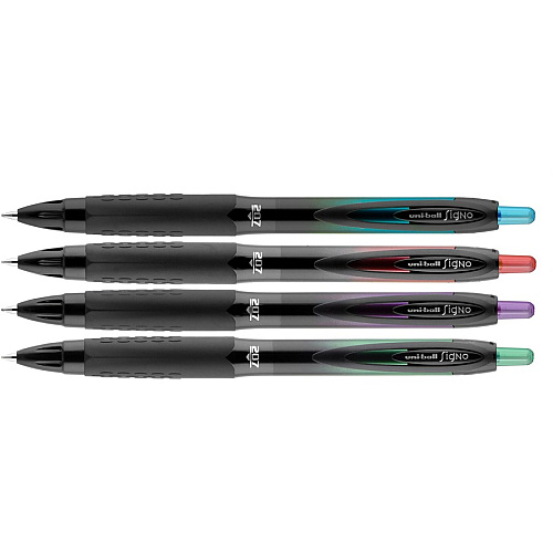 uni-ball uniball&trade; 207 BLX Gel Pens 0.7 mm Medium Pen Point - Retractable - Green/Black, Purple/Black, Black/Red, Black/Blue Ink - Pigment-based - 4 / Pack (1838182)
