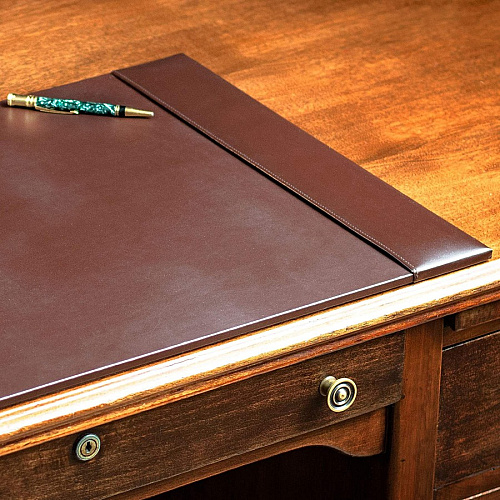 Dacasso Bonded Leather Side-Rail Desk Pad Rectangular - 30" Width x 18" Depth - Felt Backing - Bonded Leather - Brown - 1 Each (P3603)