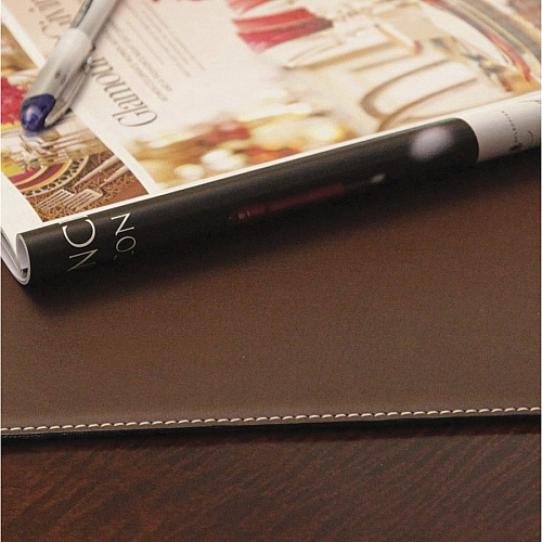 Dacasso Leatherette Square Corner Placemat Home, Office, Conference Room - 17" Length x 12" Width - Rectangular - Synthetic Suede, Leatherette, Synthetic Leather - Brown - 1 Each (H3347)