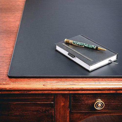 Dacasso Leatherette Desk Mat Rectangular - 30" Width x 19" Depth - Felt Backing - Leatherette - Black - 1 Each (P1034)