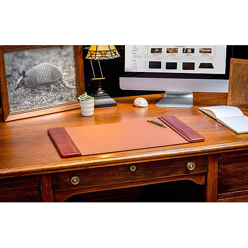 Dacasso Leather Side-Rail Desk Pad Rectangular - 22" Width x 14" Depth - Felt Mocha Backing - Top Grain Leather - Mocha - 1 Each (P3028)