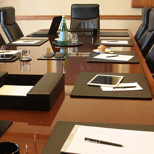 Dacasso Leather Conference Table Pad Rectangular - 22" Width x 16" Depth - Felt Black Backing - Top Grain Leather - Black - 1 Each (P1030)