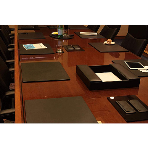 Dacasso Leather Conference Table Pad Rectangular - 22" Width x 16" Depth - Felt Black Backing - Top Grain Leather - Black - 1 Each (P1030)