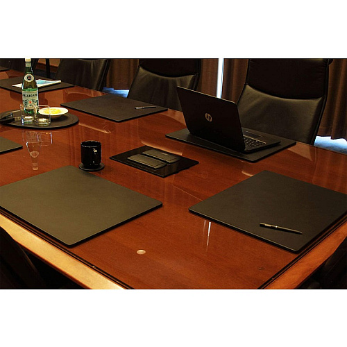 Dacasso Leather Conference Table Pad Rectangular - 22" Width x 16" Depth - Felt Black Backing - Top Grain Leather - Black - 1 Each (P1030)