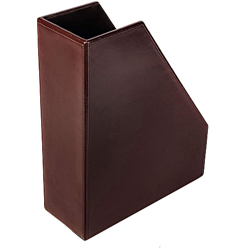 Dacasso Bonded Leather Magazine Rack 12.50" Height x 4" Width x 10.13" Depth - Desktop - Dark Brown - Leather - 1 Each (A3682)