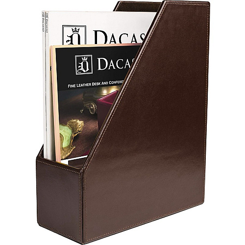 Dacasso Bonded Leather Magazine Rack 12.50" Height x 4" Width x 10.13" Depth - Desktop - Dark Brown - Leather - 1 Each (A3682)