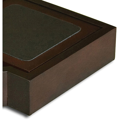 Dacasso Walnut & Leather Coaster Set 4 Coaster of 4" Length x 4" Width - Square - Black - Top Grain Leather, Walnut, Wood - 1Each - 1 Each (A8445)