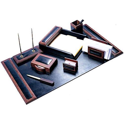 Dacasso Walnut & Leather Desk Set 1 Each (D8412)