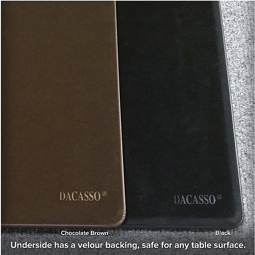 Dacasso Leatherette Desk Mat Rectangular - 38" Width x 24" Depth - Felt Backing - Leatherette - Black - 1 Each (P1032)