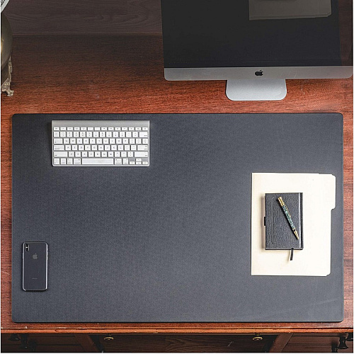 Dacasso Leatherette Desk Mat Rectangular - 38" Width x 24" Depth - Felt Backing - Leatherette - Black - 1 Each (P1032)
