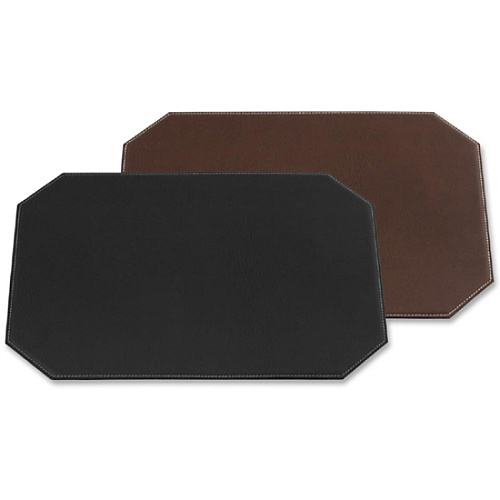 Dacasso Leatherette Cut Corner Placemat Home, Office, Conference Room - 17" Length x 12" Width - Rectangular - Synthetic Suede, Leatherette, Synthetic Leather - Brown - 1 Each (H3348)