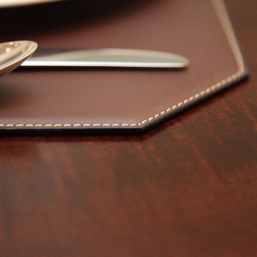 Dacasso Leatherette Cut Corner Placemat Home, Office, Conference Room - 17" Length x 12" Width - Rectangular - Synthetic Suede, Leatherette, Synthetic Leather - Brown - 1 Each (H3348)