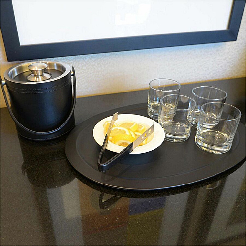 Dacasso Leather 3-Piece Ice Bucket Set Leather, Stainless Steel Body - 1 Each (D1049)