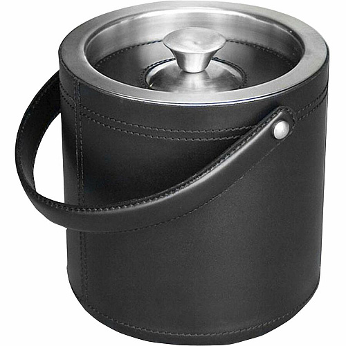 Dacasso Leather 3-Piece Ice Bucket Set Leather, Stainless Steel Body - 1 Each (D1049)