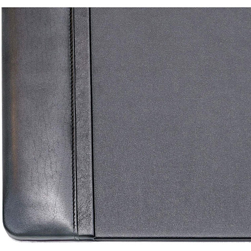 Dacasso Leather Side-Rail Desk Pad Rectangular - 22" Width x 14" Depth - Felt Black Backing - Top Grain Leather - Black - 1 Each (P1028)