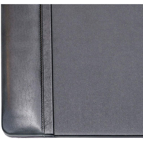Dacasso Leather Side-Rail Desk Pad Rectangular - 22" Width x 14" Depth - Felt Black Backing - Top Grain Leather - Black - 1 Each (P1028)