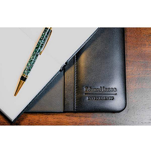 Dacasso Leather Side-Rail Desk Pad Rectangular - 22" Width x 14" Depth - Felt Black Backing - Top Grain Leather - Black - 1 Each (P1028)