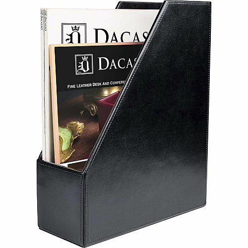 Dacasso Bonded Leather Magazine Rack 12.50" Height x 4" Width x 10.13" Depth - Desktop - Black - Leather - 1 Each (A1482)